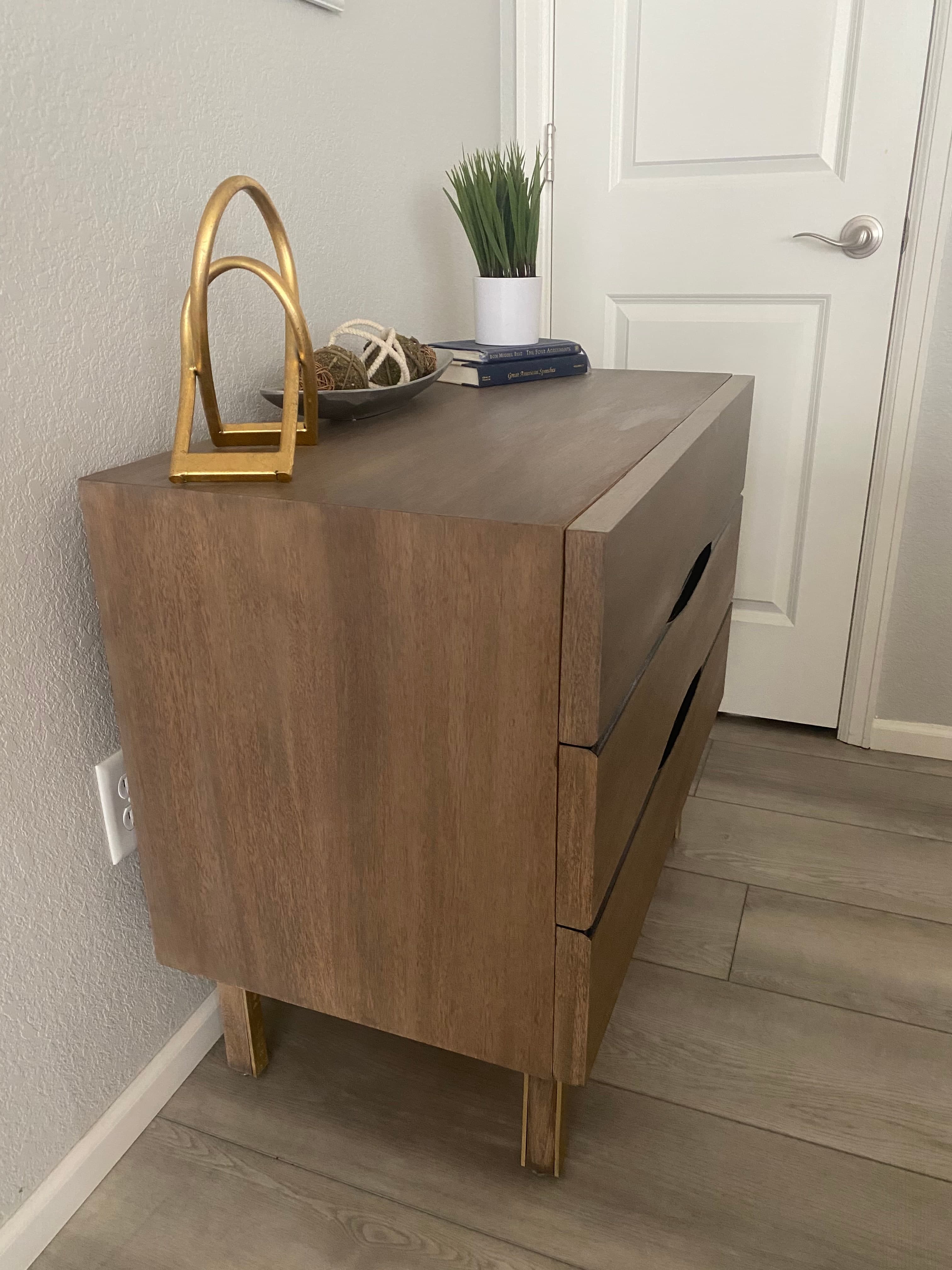 Side angle of the original walnut dresser
