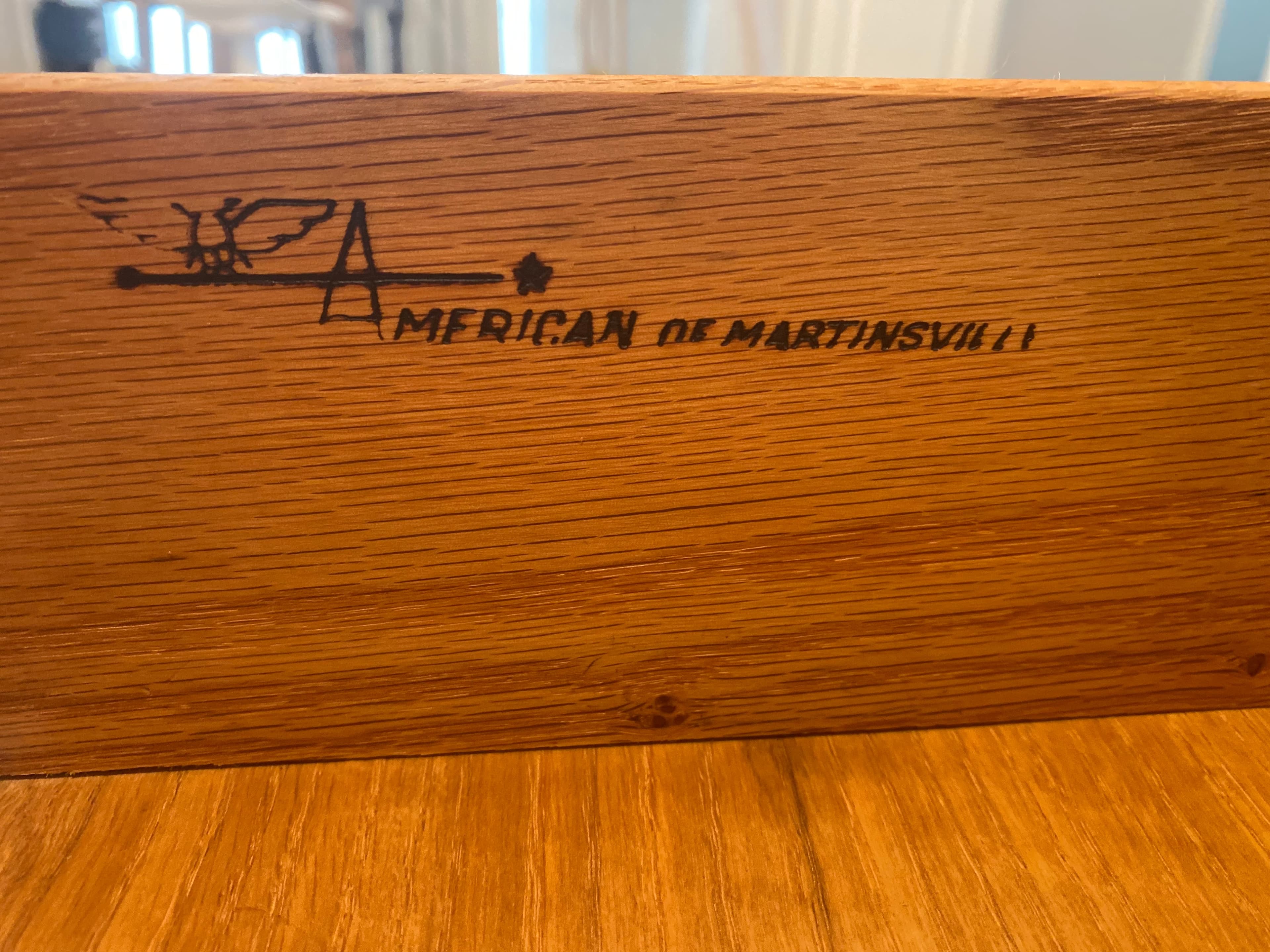 Maker’s mark preserved on the original walnut dresser